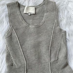3.1 Phillip Lim Gray Sleeveless Ribbed Sweater Mini Dress